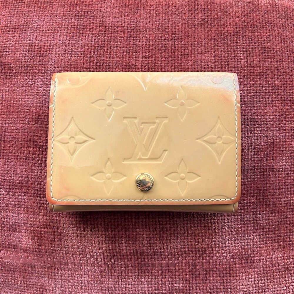 LOUIS VUITTON Envelope Card Visite Case Vernis Leather, Tan